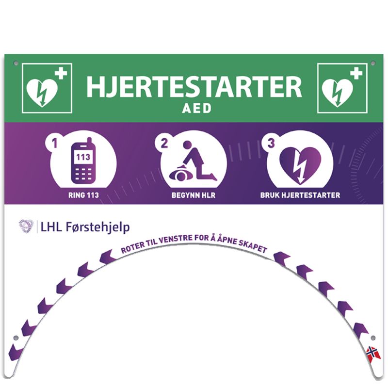Rotaid skilt hjertestarter LHL