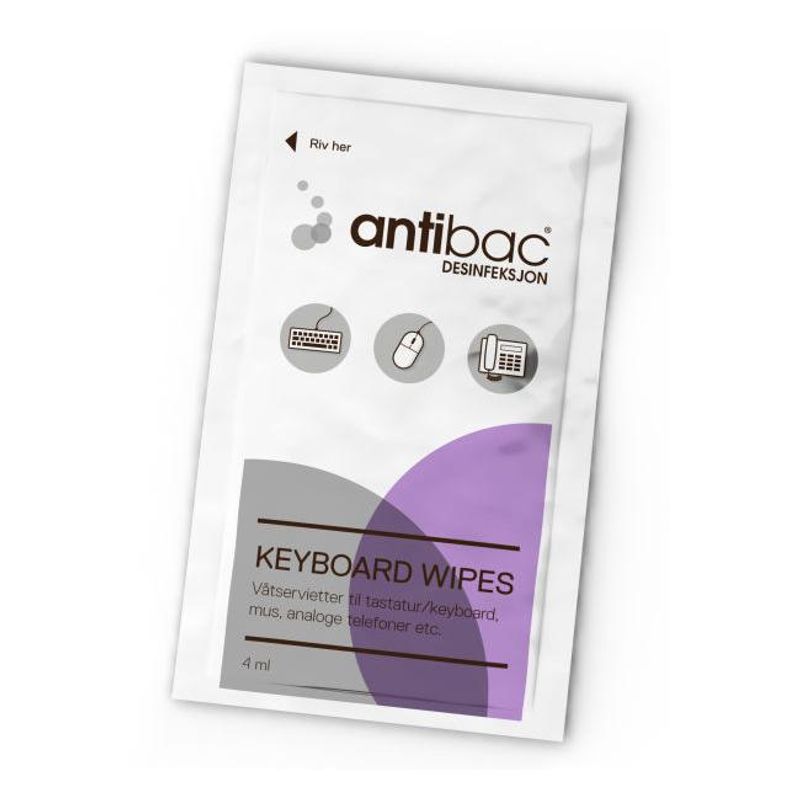 Antibac tastatur våtserviett 80 stk